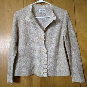 Huddlespun Women's Small Beige Button Front Cardigan Sweater